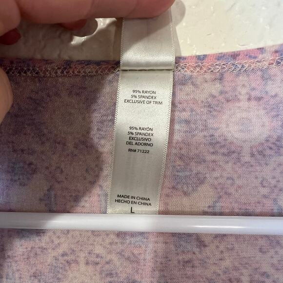 Jessica Simpson Purple Pink Patterned Robe & Cami 2-Piece Pajama Set Size Large - Picture 4 of 16